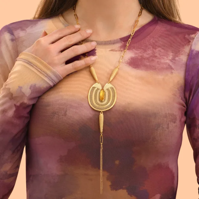 Noor long necklace - yellow