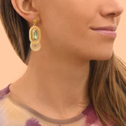 Noor pierced stud earrings - green