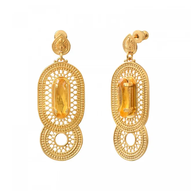 Noor pierced stud earrings - yellow