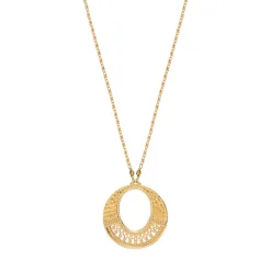 Noor round pendant necklace - gold