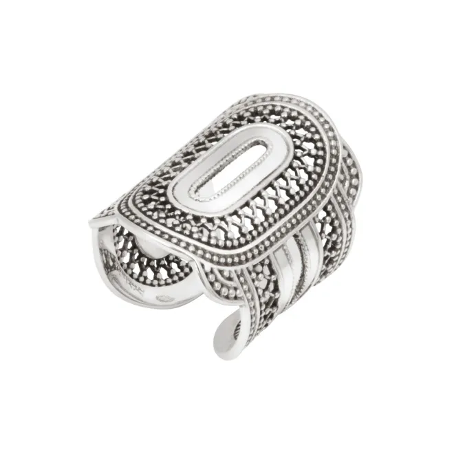 Noor wide adjustable ring - silver