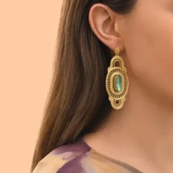 Noor wide stud earrings - green