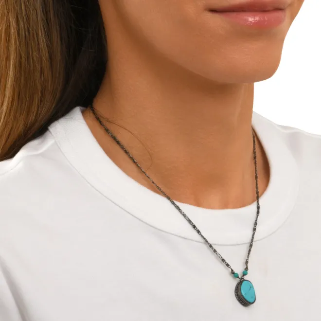 Noto adjustable delicate pendant necklace - turquoise