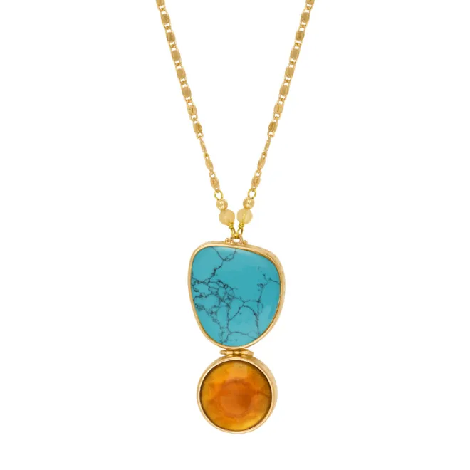 Noto Adjustable Pendant Necklace - Turquoise