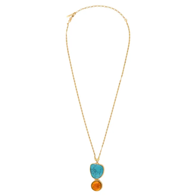 Noto Adjustable Pendant Necklace - Turquoise