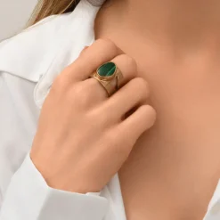Noto adjustable ring - green