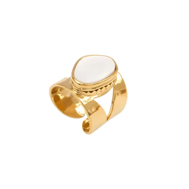 Noto adjustable ring - mother-of-pearl