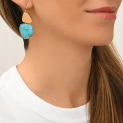 Noto dangle sleeper earrings - turquoise