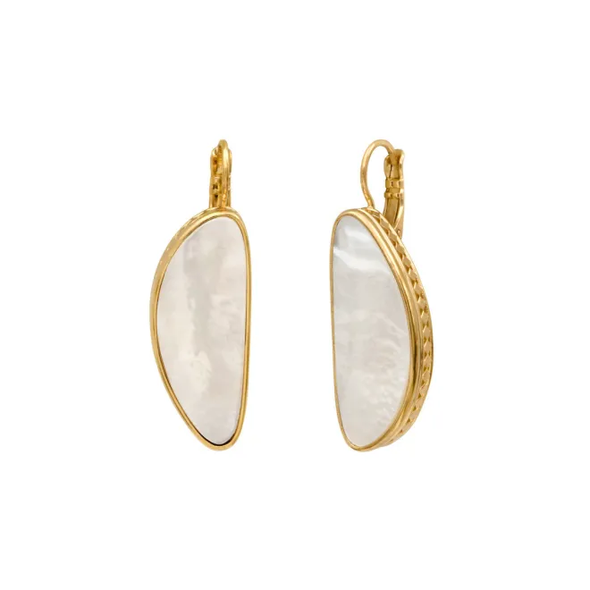 Noto oblong sleeper earrings - mother-of-pearl