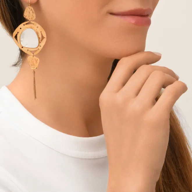 Noto sleeper earrings - mother-of-pearl and gold
