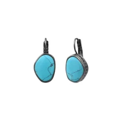 Noto sleeper earrings - ruthenium turquoise