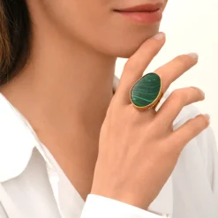 Noto wide adjustable ring - green