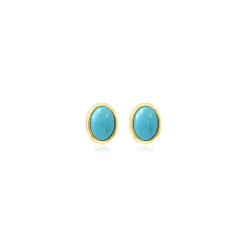 Océane oval pierced stud earrings – turquoise