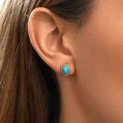 Océane oval pierced stud earrings – turquoise