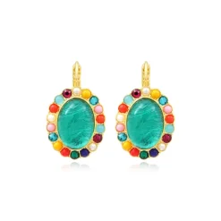 Océane oval sleeper earrings – turquoise