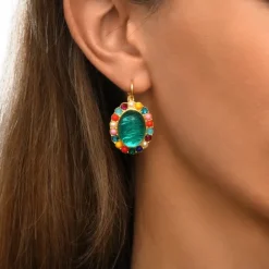 Océane oval sleeper earrings – turquoise