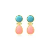 Océane pierced stud earrings – turquoise and pale pink