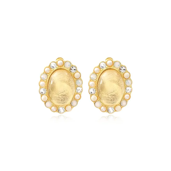 Oceane clip-on earrings – white