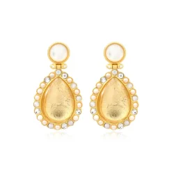 Oceane drop and rhinestone stud earrings – white