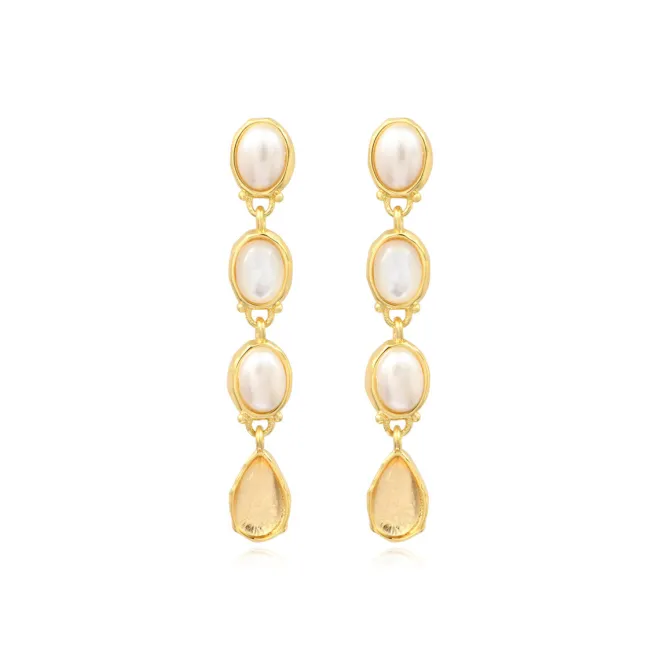 Oceane long pierced stud earrings – white