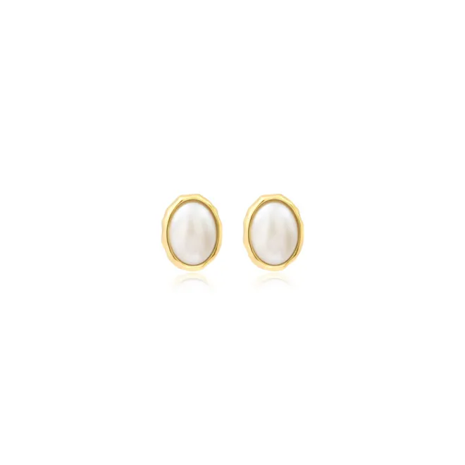 Oceane oval pierced stud earrings – white