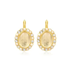 Oceane oval sleeper earrings – white