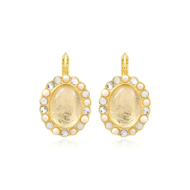 Oceane oval sleeper earrings – white