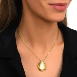 Oceane pendant necklace – white and gold