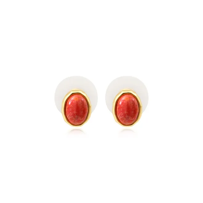 Oceane pierced stud earrings – coral