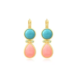 Oceane sleeper earrings – turquoise and pale pink