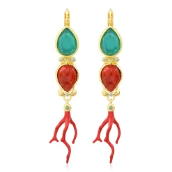 Oceane sleeper earrings – turquoise and red