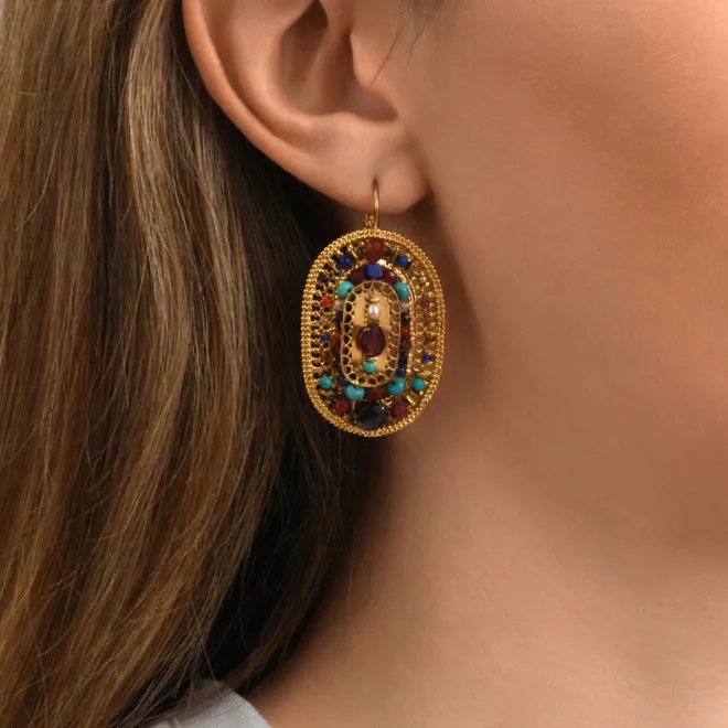 Persian oval earrings - multicolored