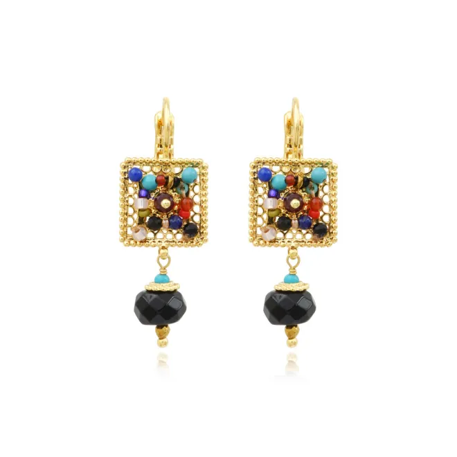 Persian square earrings - multicolored
