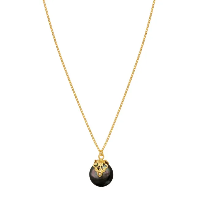Positano adjustable pendant necklace - grey mother-of-pearl