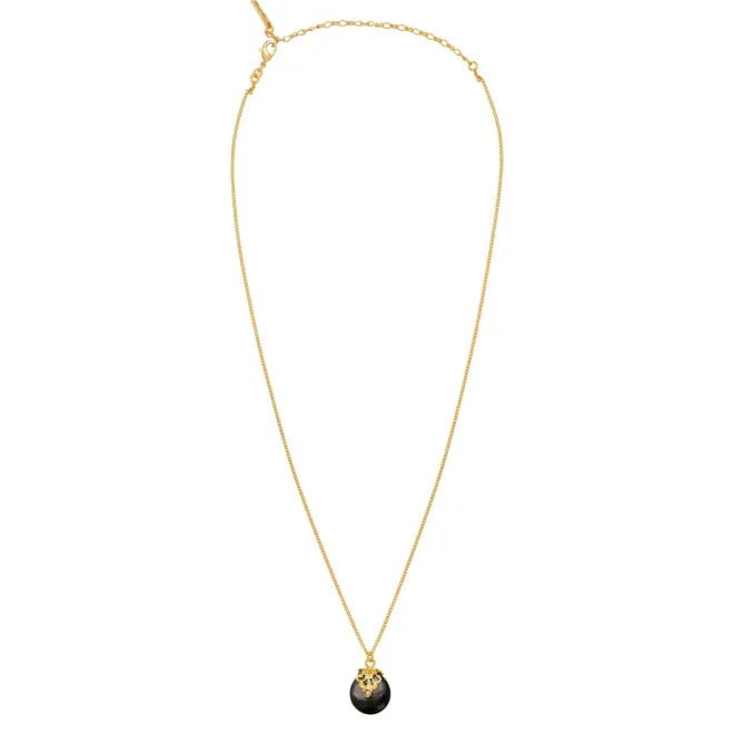 Positano adjustable pendant necklace - grey mother-of-pearl