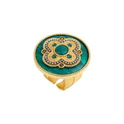 Positano Adjustable Wide Ring - Green