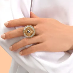 Positano Adjustable Wide Ring - White