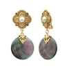 Positano clip-on drop earrings - grey mother-of-pearl