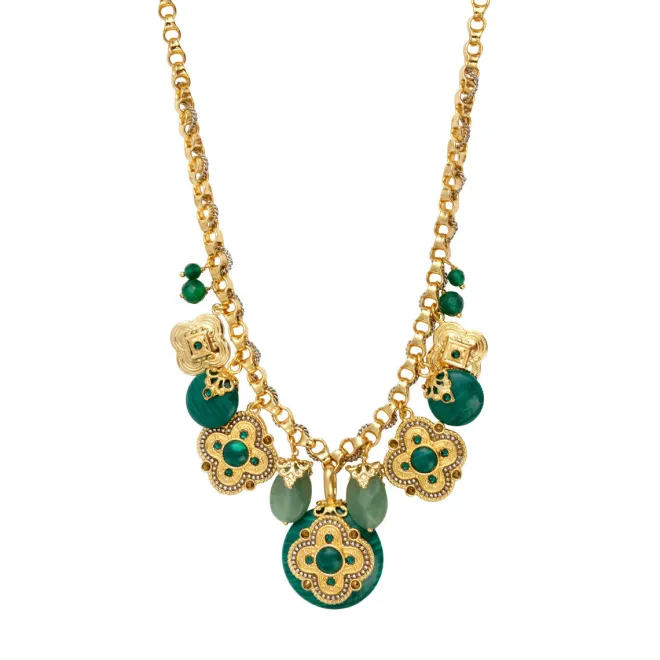 Positano medallion chain necklace - green