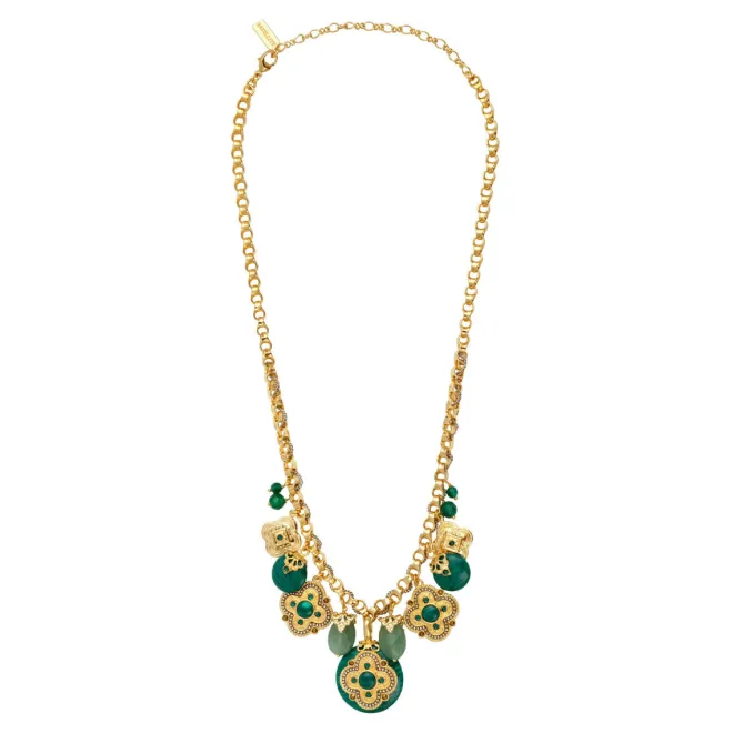 Positano medallion chain necklace - green