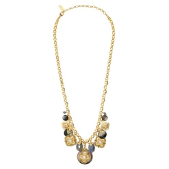 Positano medallion chain necklace - grey mother-of-pearl