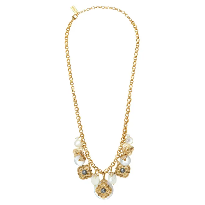 Positano medallion chain necklace - white