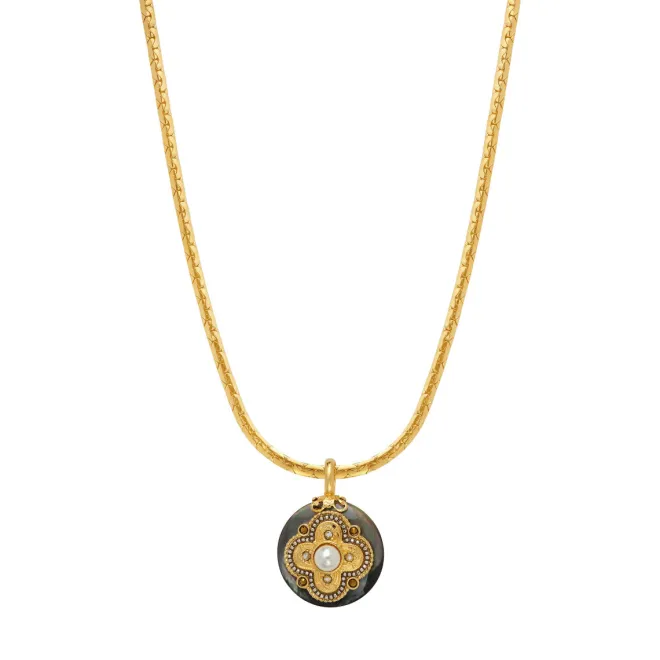 Positano pendant necklace - grey mother-of-pearl