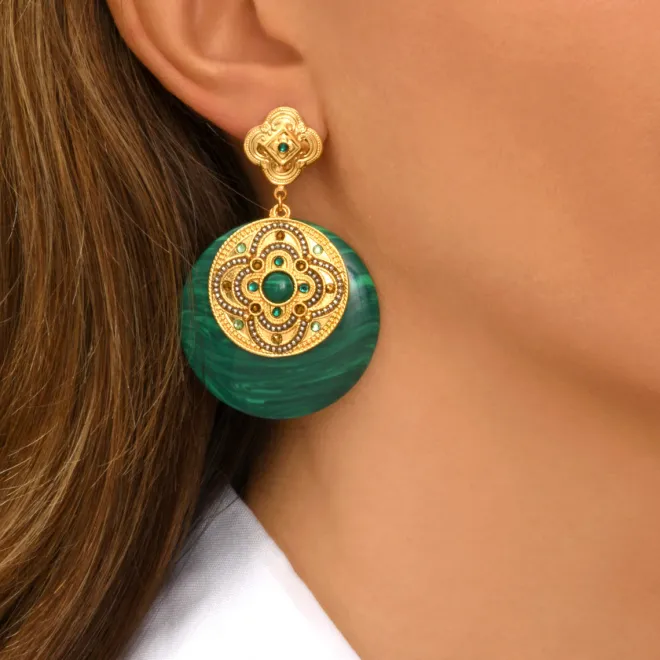 Positano pierced stud earrings - green