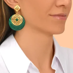 Positano round clip-on earrings - green