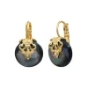 Positano thin sleeper earrings - grey mother-of-pearl