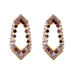 Precious graphic pierced stud earrings - purple