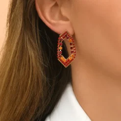 Precious pierced stud earrings - red