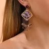 Precious pierced stud earrings - purple