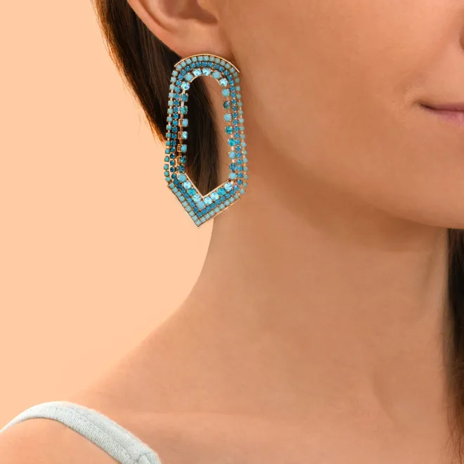 Precious pierced stud earrings - turquoise